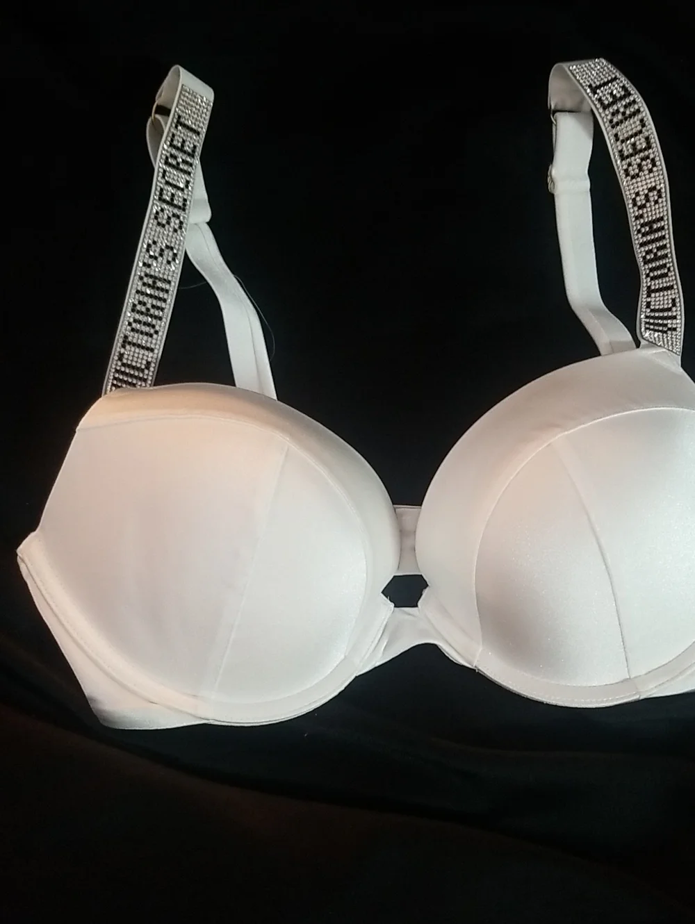 Victoria's Secret White Embellished-Strap Push-Up Bikini Top Sz.36C